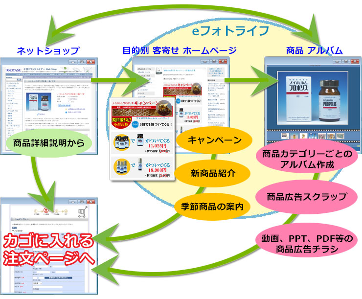 キャンペーン、新商品紹介、季節商品のPR
